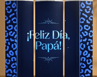 Feliz Dia Papa Tumbler Wrap | Blue Leopard Sublimation | 20oz Skinny Tumbler | Father's Day Spanish