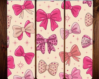 Coquette Bow 20oz Tumbler Wrap | Pink Bows Seamless Coquette Aesthetic Sublimation PNG