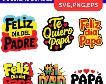 Spanish Father's Day SVG Bundle, Feliz Dia Papa Designs (Digital Download)