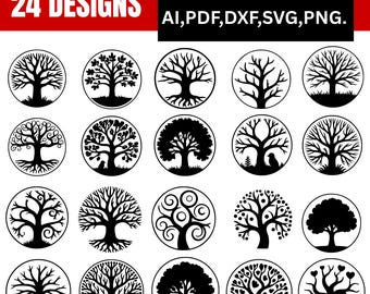 Tree of Life SVG Bundle: Celtic, Family Tree Roots, Heart Designs (Digital Download)