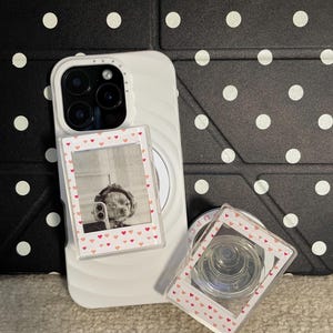 Personligt magnetiskt telefonstativ i Polaroid-stil med fotoram – Magnetiskt telefongrepp | Unika födelsedagsidéer