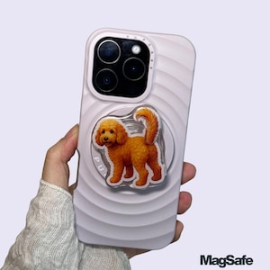 Toy Poodle MagSafe Compatible Phone Grip and Stand | Cute Magnetic Puppy Phone Holder | Christmas Gift, Stocking Stuffer