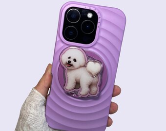 Bichon MagSafe Compatible Phone Grip and Stand | Cute Magnetic Puppy Phone Holder and Stand | Christmas Gift, Stocking Stuffer
