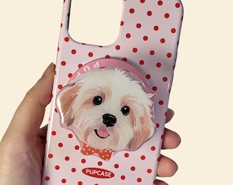 Toy Poodle MagSafe Phone Stand and Grip｜The Signature Pups Headshot Design｜Christmas Gift, stocking stuffer