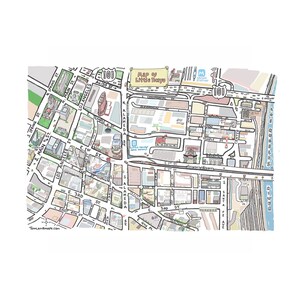 Little Tokyo Los Angeles CA Mapa Impressão Desenhado à Mão L.A. Califórnia Montanha Verde Arte Ilustração Cartografia Cidade Urbana Desenho Personalizado