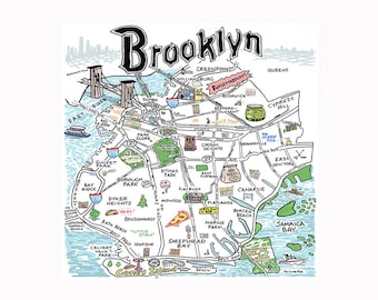 Brooklyn illustrated map hand drawn photoshop cartography