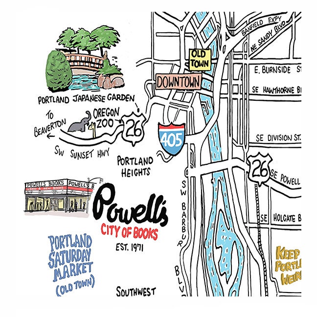 Portland, Oregon Illustrated Map - Etsy