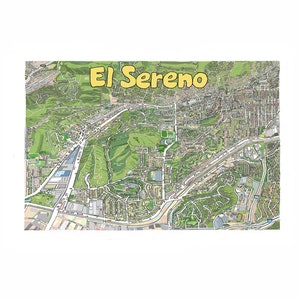El Sereno CA Mapa Impressão L.A. Califórnia Arte Casa Ilustração Cartografia Urbana Desenho de Rua Personalizado Hipster Imobiliário