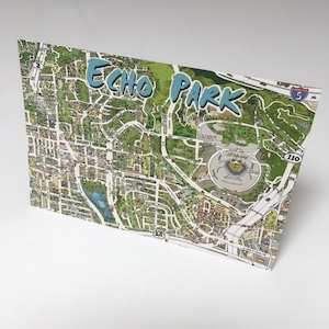 Echo Park cartina cartolina Illustrazione disegnata a mano California