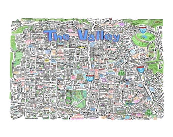 The Valley CA Map Print Hand-Drawn Los Angeles California
