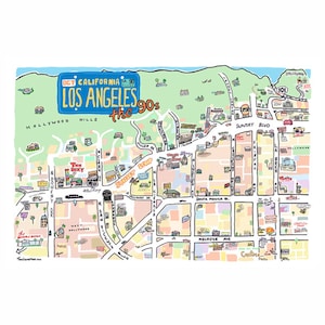 Los Ángeles The Strip el mapa retro de los años 90 Sunset Strip