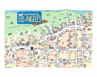 Los Angeles The Strip the 90s retro map Sunset Strip