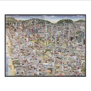 ヴィンテージ ロサンゼルス マップ CA プリント 手描き L.A. カリフォルニア アート レトロ イラスト 地図作成 都市都市 カスタム 送料無料