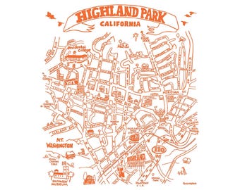 Highland Park Map Orange Line special print