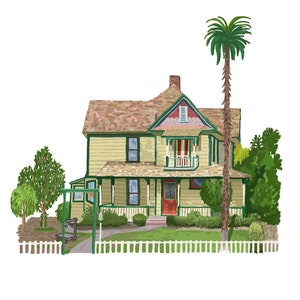 Haus-Portrait-Druck Hand-gezeichnete Kunst Home Illustration Benutzerdefinierte Zeichnung Real-Estate-Statement-Stück-Design Geschenk Makler Erinnerungen personalisiert