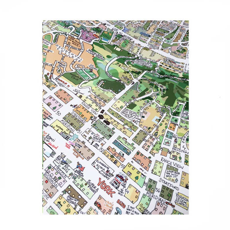Occidental College Highland Park Eagle Rock Hand Drawn Map Print 12x18 ...