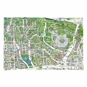 Echo Park Los Angeles CA Mappa Stampa Disegnata a Mano L.A. California Arte Illustrazione Cartografia Città Urbana Disegno Personalizzato Dodgers Lake Tramonto