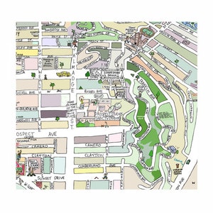 Los Feliz CA Map Print Hand-drawn Los Angeles California Art Home