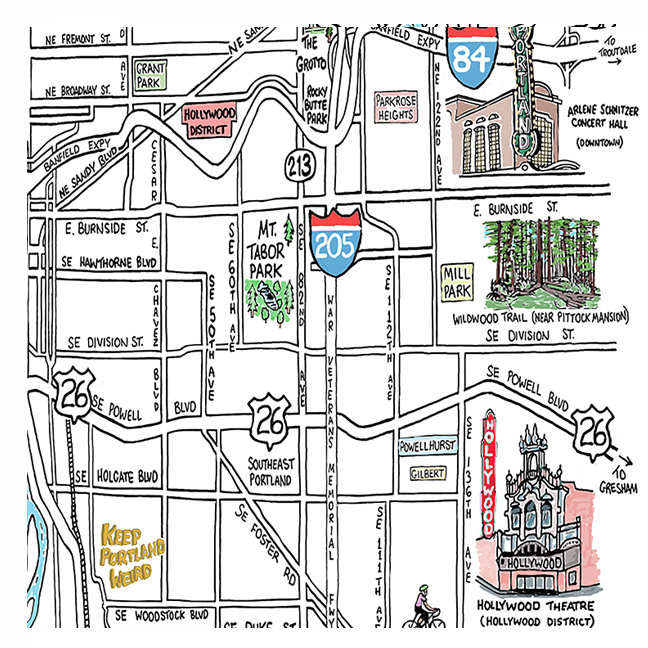 Portland, Oregon Illustrated Map - Etsy