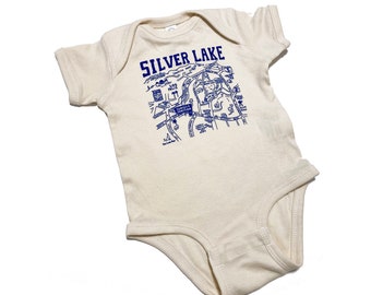 Silverlake onesie hand drawn map cotton babywear