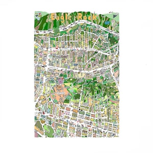 Occidental College  Highland Park Eagle Rock Hand drawn map print 12x18 16x20 20x24