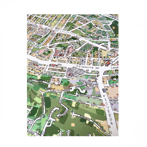 Occidental College Highland Park Eagle Rock Hand Drawn Map - Etsy