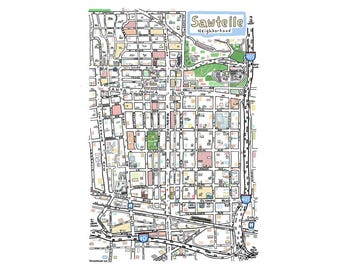 Sawtelle CA Map Print Hand-Drawn Los Angeles California
