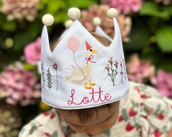 Baby Birthday Crown with Embroidered Name