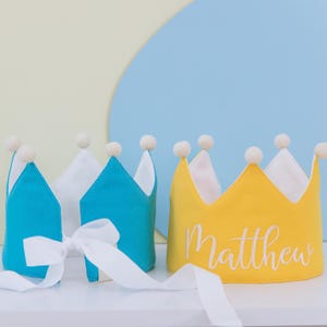 Embroidered Crown for Baby. Reusable Birthday Party Crown With Name. Personalized B-day Crown For Toddlers. Custom Birthday Hat For Kids.