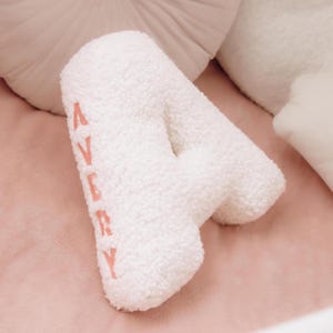 Embroidered Letter Pillow, Initial Pillow for Kids & Nursery Decor, Personalized Baby Pillows in Multiple Colors, Soft Nursery Accessories.