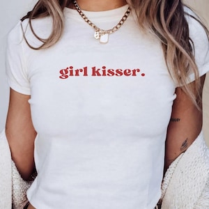 Y2K Lesbian Pride Baby Tee: 90s Style Fitted Cotton Top