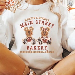 Mickey and Minnie Main Street Bakery Sweatshirt, Disney Gingerbread Mickey Ears Tee, Disney Christmas Sweatshirt, Disney Christmas Cookies