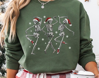 Christmas Dancing Skeleton Sweatshirt, Skeleton Christmas Shirt, Christmas Crewneck, Holiday Sweater, New Year Shirt, Christmas Lights Shirt