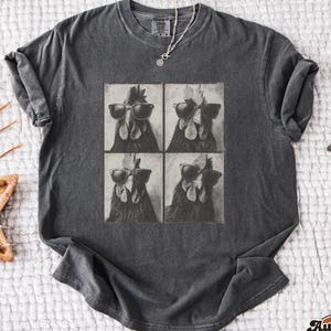Comfort Colors Chicken Shirt: Retro Grunge Chicken Tee