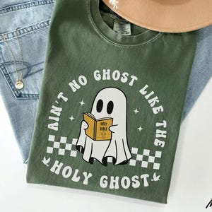 Comfort Colors© Funny Christian Shirt Gift for Christian, Cute Ghost Catholic Tee, Halloween Holy Ghost T-Shirt, Retro Christian Apparel