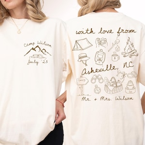 Custom Comfort Colors® Camp Bachelorette Party Shirt, Mountain Bride Tee Camp, Custom Hiking Bridal Party gifts, Lake Themed Bach Party Tee