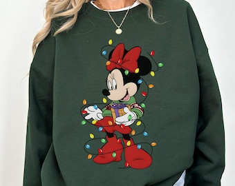 Disney-jultröja, Minnie Mouse-jultröja, Minnie-julbelysningsskjorta, Disneyworld-julsemesterskjorta