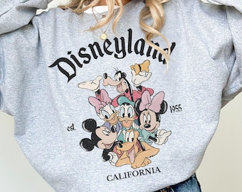 Sudadera retro de Mickey y sus amigos de Disneyland, jersey vintage de Disneyland California (1955), suéter a juego de vacaciones familiares de Disney