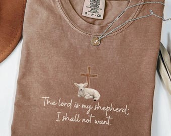 Comfort Colors® shirt bijbelvers, christelijk religieus shirt, T-shirt The Lord is My Shepherd, cadeau voor christelijk dames-T-shirt