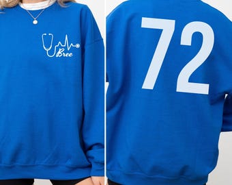 Bluza z nadrukiem dla studentki pielęgniarstwa, spersonalizowany prezent z okrągłym dekoltem dla szkoły pielęgniarstwa