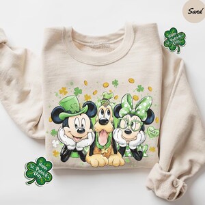 Retro Disneyland St Patricks Day Sweatshirt, Disney St Patricks Hoodie, Lucky Vibes Shirt, Vintage Mickey and Friends Disney Trip Tshirt
