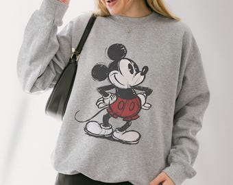 Retro Micky Maus Sweatshirt, Vintage Micky Maus Sweatshirt, Disney Urlaub Pullover, Micky und Minnie Sweatshirt, Klassischer Micky Pullover