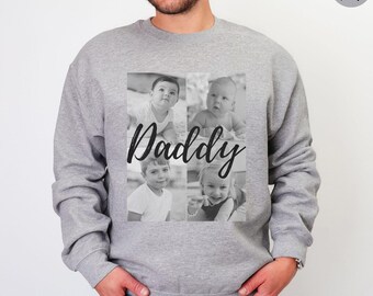 Custom Photo Sweatshirt for Dad, Dad Sweater with Kid Portrait, Personalized Photo Sweatshirt, Father's Day Gift, Custom Grandpa Crewneck