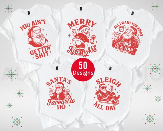 Funny Snarky Family Santa Christmas Pajamas Family Christmas PJs Christmas Funny Matching Family Christmas Pajamas Family Christmas
