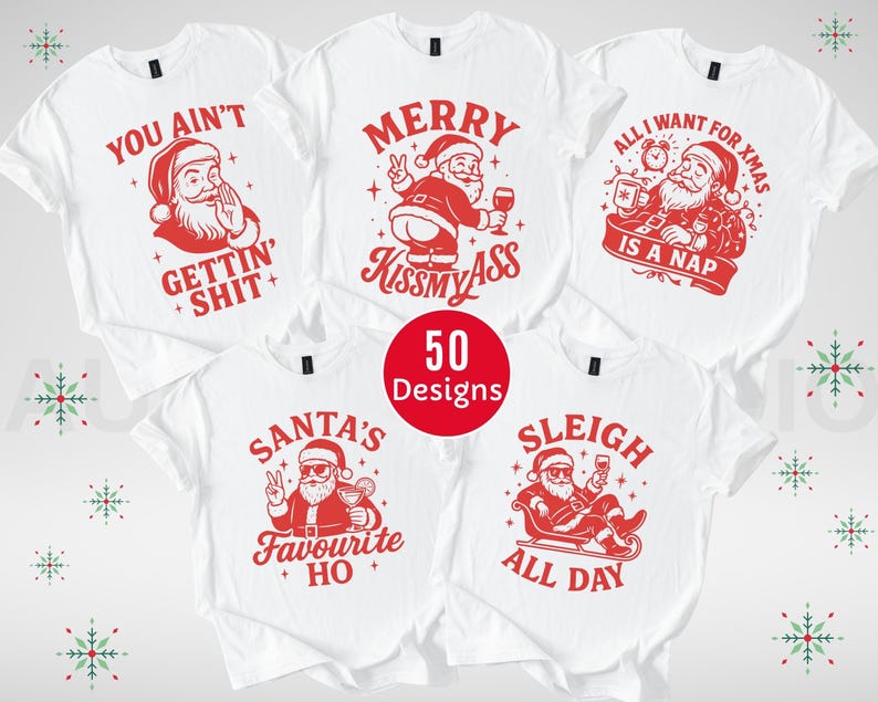 Funny Snarky Family Santa Christmas Pajamas Family Christmas PJs Christmas Funny Matching Family Christmas Pajamas Family Christmas