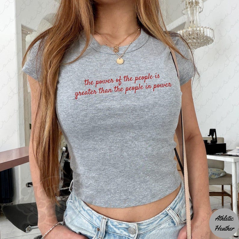 The Power Of The People Resist Baby Tee, Liberal Fourth of July Protest Baby Tee, Progressive Baby Tee, Anti Trump Y2k Style 90's Baby Tee image 3