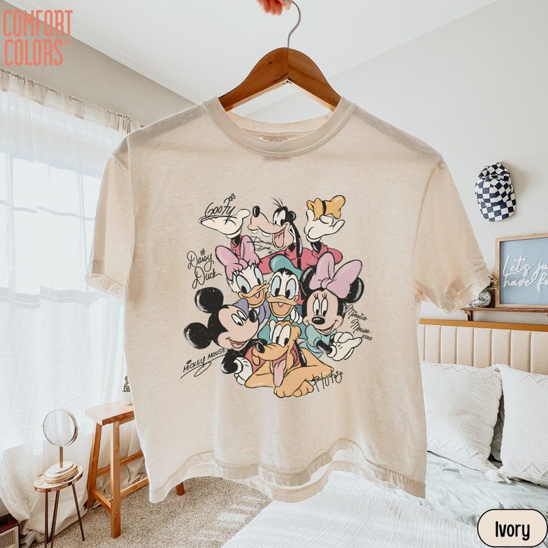 Comfort Colors® Retro Mickey and Friends Disney Boxy Shirt, Disneyland Family Trip Cropped T-shirt, Disney Vacation Summer Tees