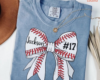 Aangepast shirt honkbalnummer, Comfort Colors® Baseball Mom T-shirt, gepersonaliseerd T-shirt honkbalspeler, Game Day Sports moeder cadeau voor haar
