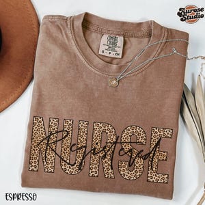 Comfort Colors® Leopard Nurse Shirt, Retro Nurse T-Shirt, RN Shirt, Nursing School Shirt, Registered Nurse Shirt, Nurse Gift, Gift for Nurse