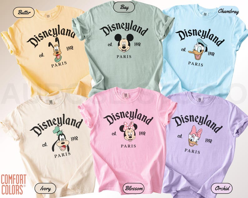 Comfort Colors® Disneyland Paris Shirt, Retro Mickey and Friends T-Shirt, Disneyland France Trip TShirt, Mickey&Co Disney Family Matching